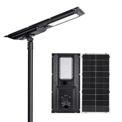 IP65 180lm / W ไฟถนนพลังงานแสงอาทิตย์ทั้งหมดในหนึ่งเดียว 200W 300W 400W สำหรับถนนในหมู่บ้าน